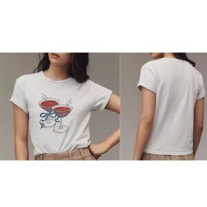 ANTHROPOLOGIE MARTINI Cocktail Graphic Tee SIZE S NEW $58 100% COTTON